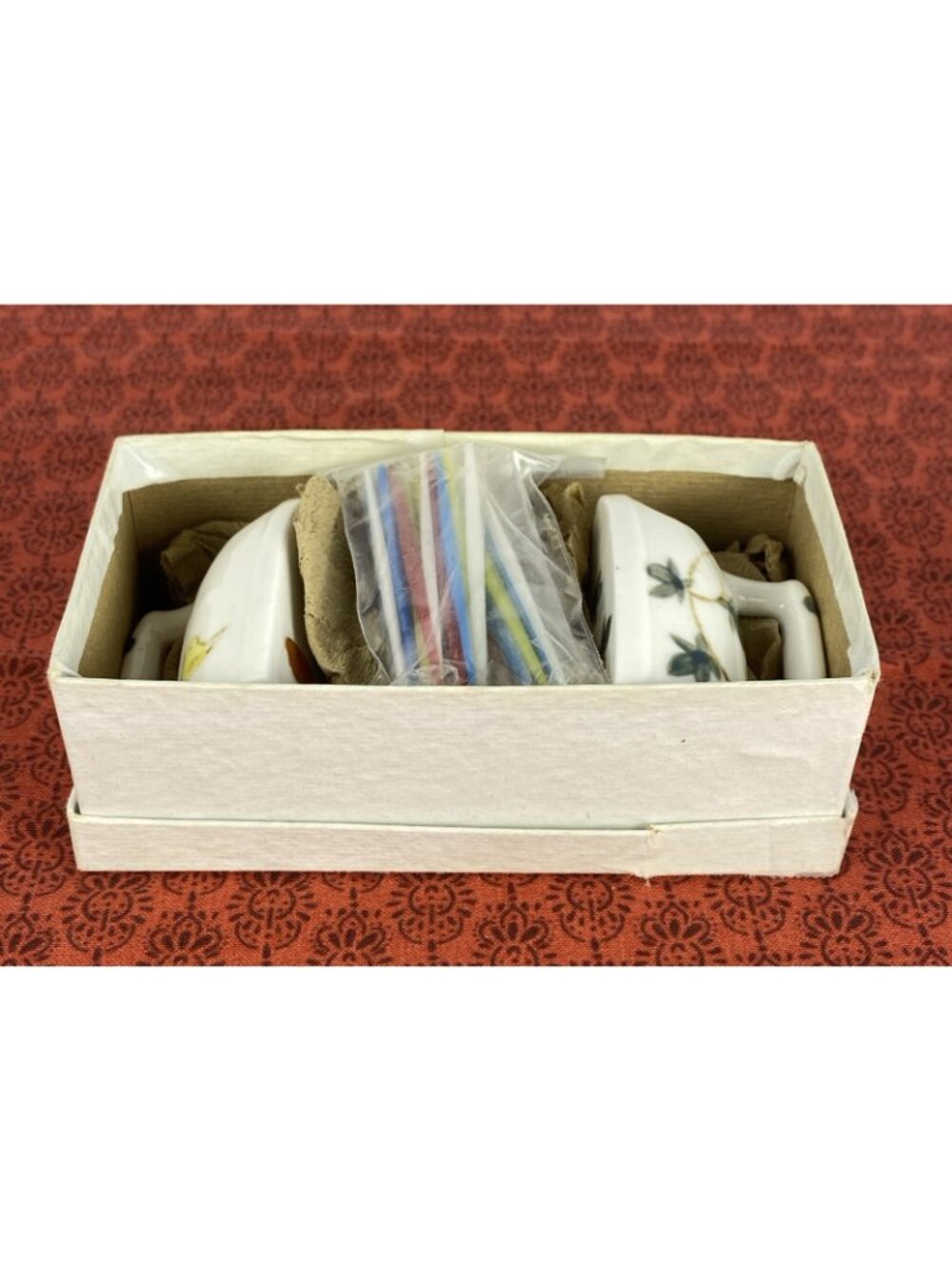Our Own Import Bone China Clothes Iron Toothpick Holder Set Japan Rooster Floral - Picture 4 of 15